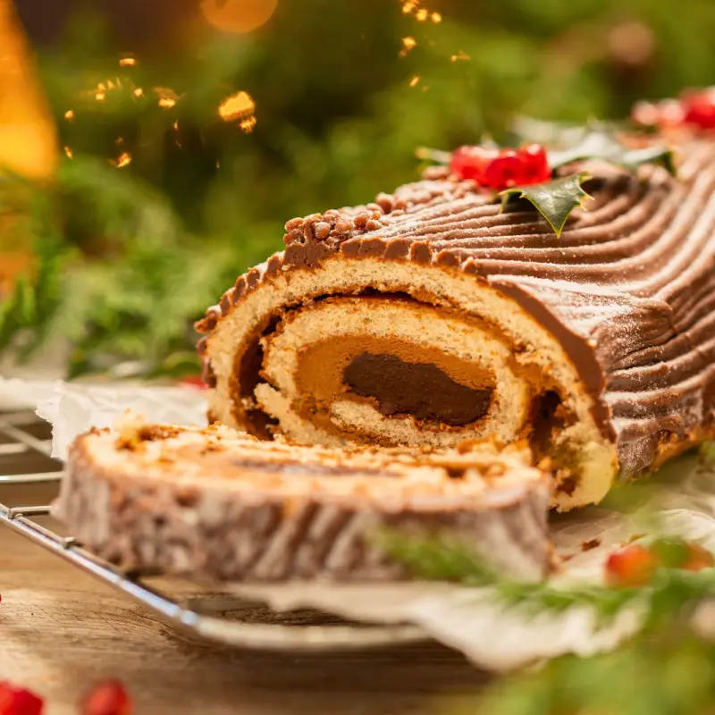 Bûche roulée vanille noisette