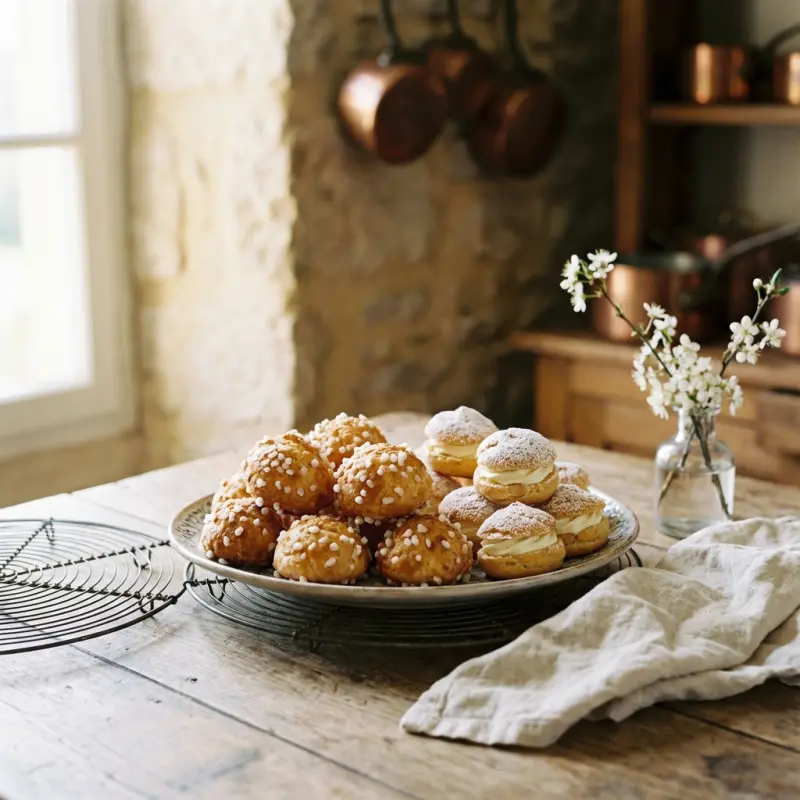 Choux garnis et chouquettes